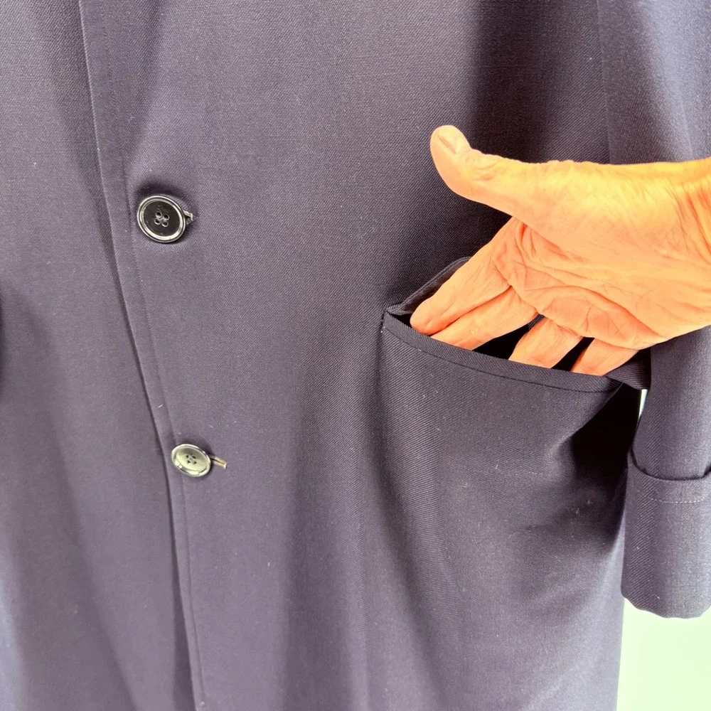 Vintage Kumar High Class Tailor Men's Dark Navy Overcoat Ed Bespoke‎ *read*